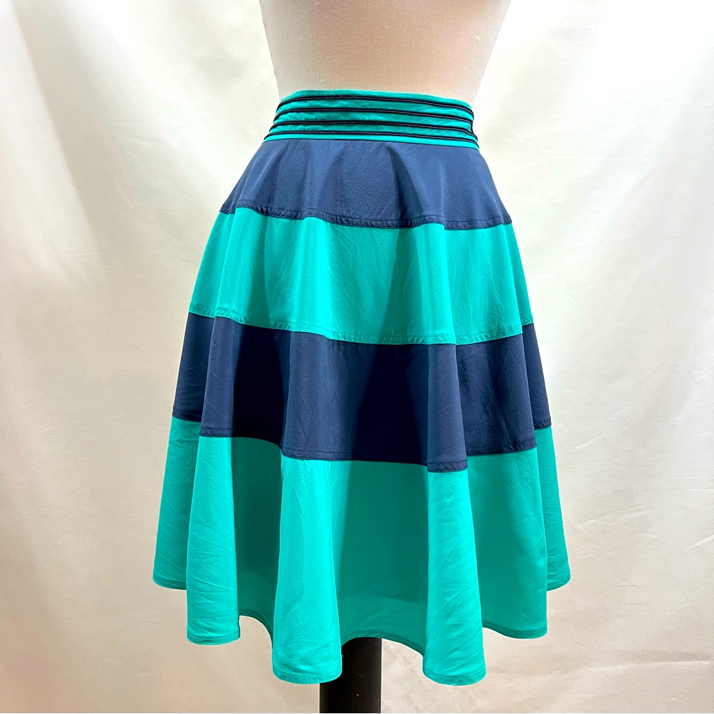 Like Nwt, Z Spoke By Zac Posen Teal Blue Color Block Tiered Silk Skirt, Size 14